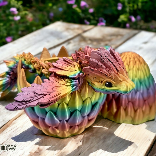 3D Printed Articulated Dragon and Egg, Flying Serpent Dragon | Sensory Toy | Fidget Toy | Fully Articulated | Articulated Dragon Gifts