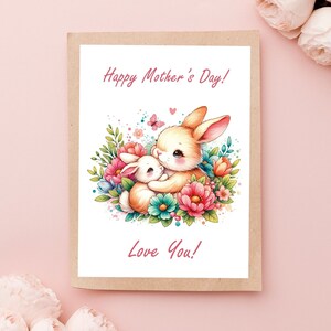 Printable Cute Mother&#39;s Day Card Cute Bunny Card for Mother Happy Mothers Day Cards Mothers Day Gift