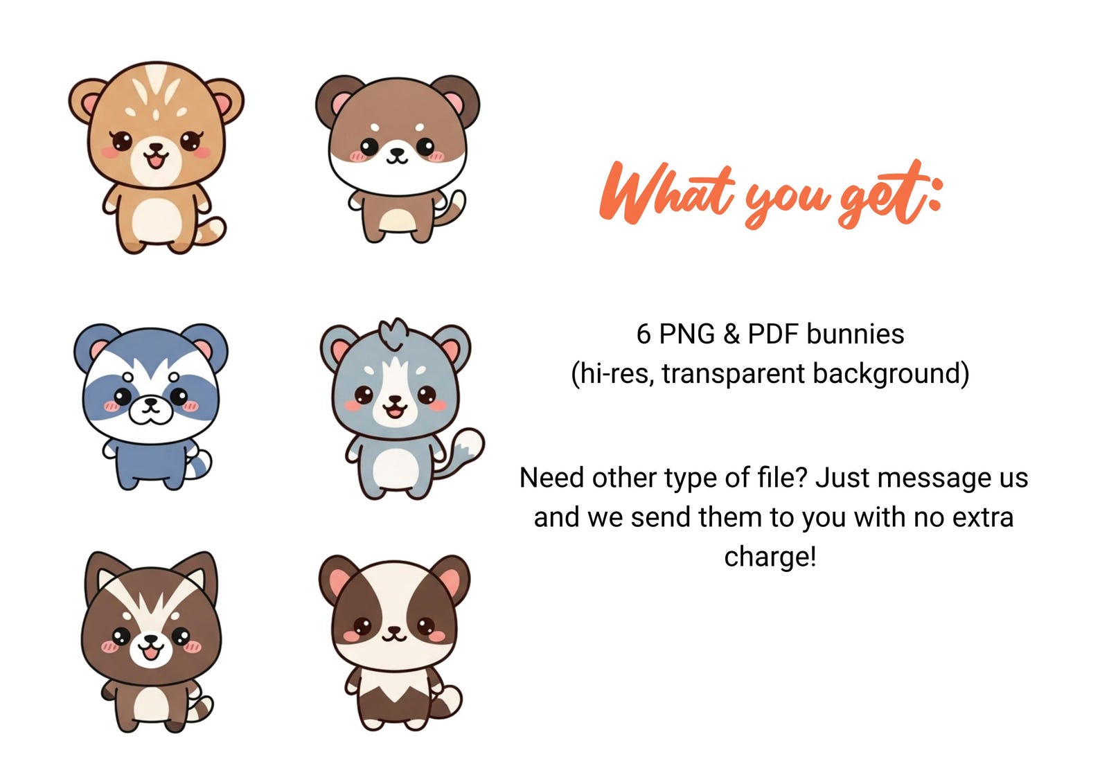 Kawaii Animal Clipart Set | 6 X Chibi Animals (digital Download) - Etsy