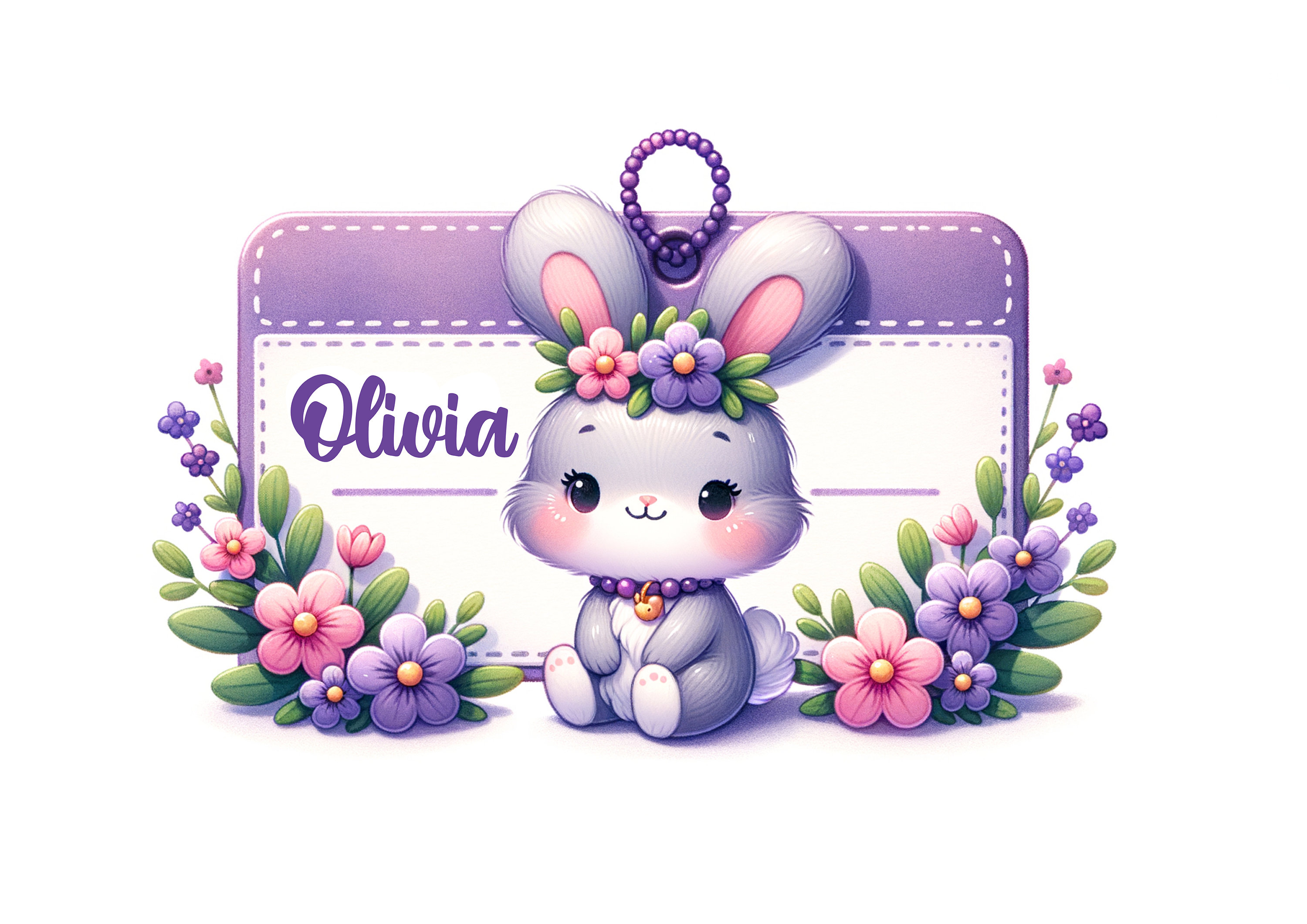 Custom Bunny Name Tag: Printable Baby Tag (SVG, JPG, PDF) - Etsy