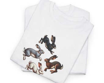 Vintage T-shirt met konijnillustratie: cadeau konijn minnaar