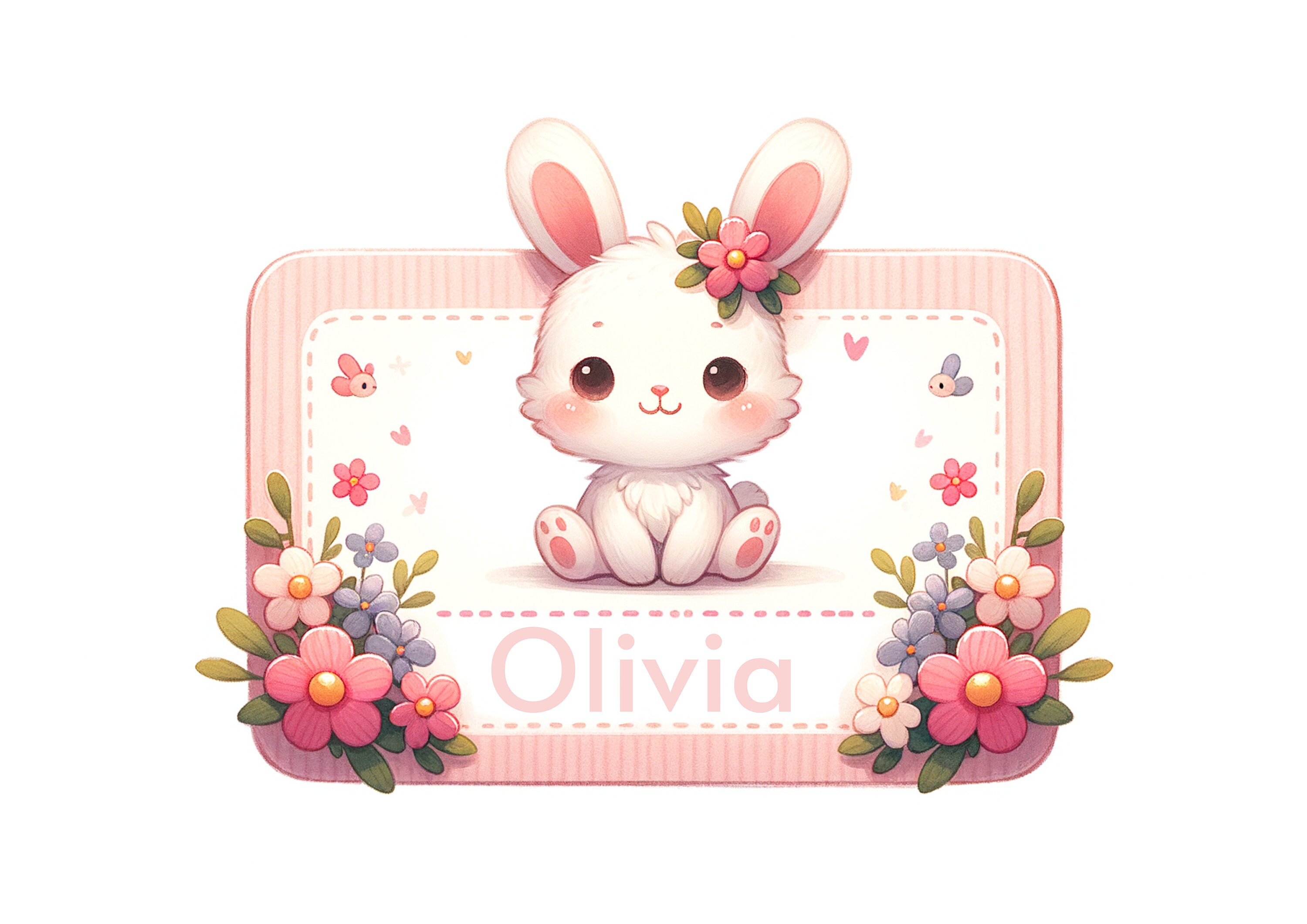 Custom Bunny Name Tag: Printable Baby Tag (SVG, JPG, PDF) - Etsy