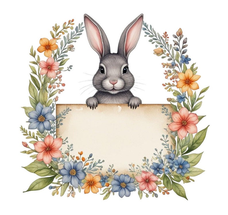 Custom Bunny Gift Tag Clip Art: Printable Scrapbook Name Tag (PDF & JPG ...