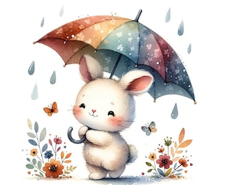 Autumn Bunny Digital Files Cute Bunny Clip Art Printable Rabbit