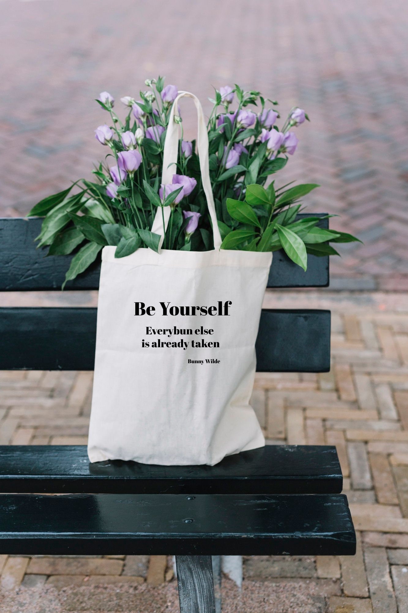 Be Yourself Bag / Inspirational Quote Tote Bag / Self Love Bag / Bunny Quote Bag / Boho Bag with Quote / Typographic Tote Bag