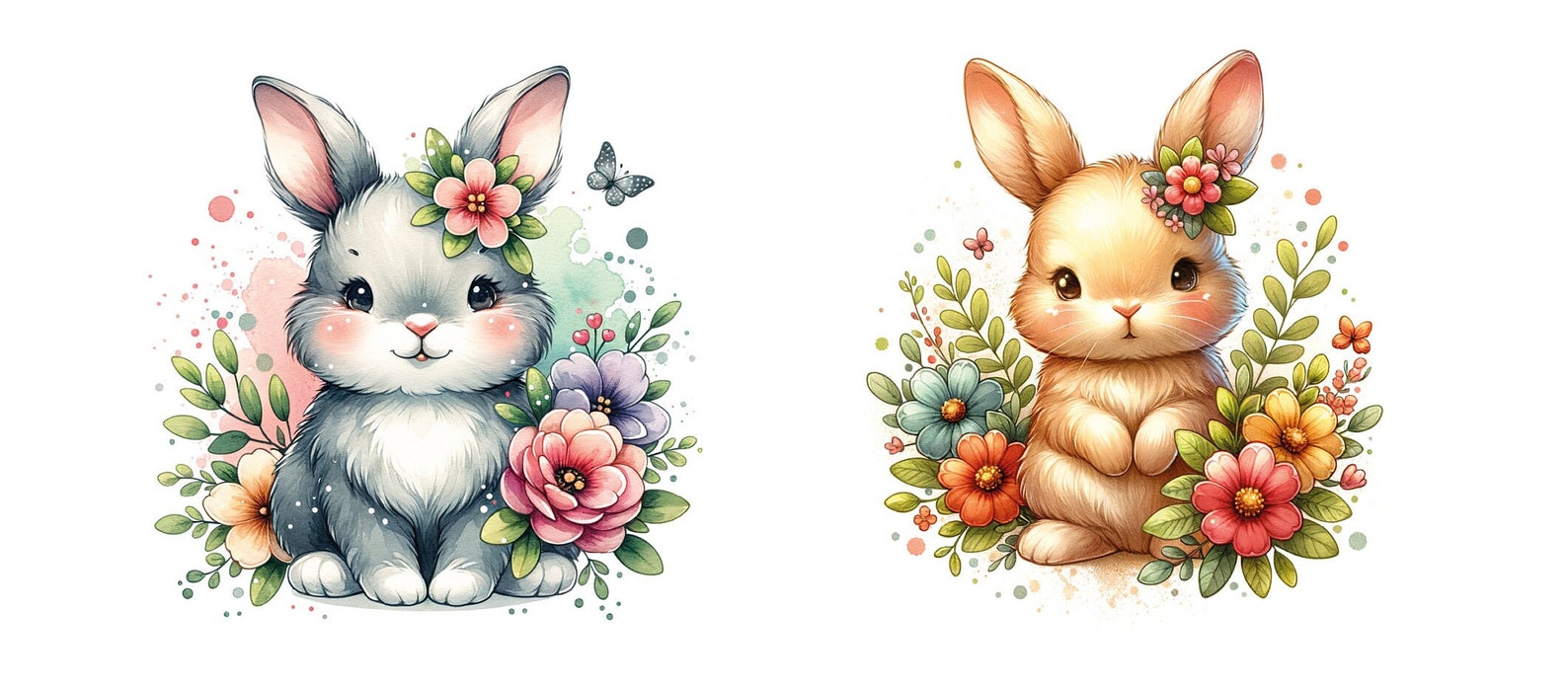 Summer Bunny Digital Files Cute Bunny Clipart - Etsy