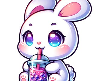 Cute Chibi Rabbit Clipart / Kawaii Bunnies Digital Files
