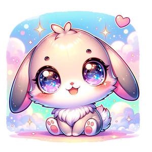 Süße Chibi Kaninchen Clipart / Kawaii Kaninchen Digital Dateien