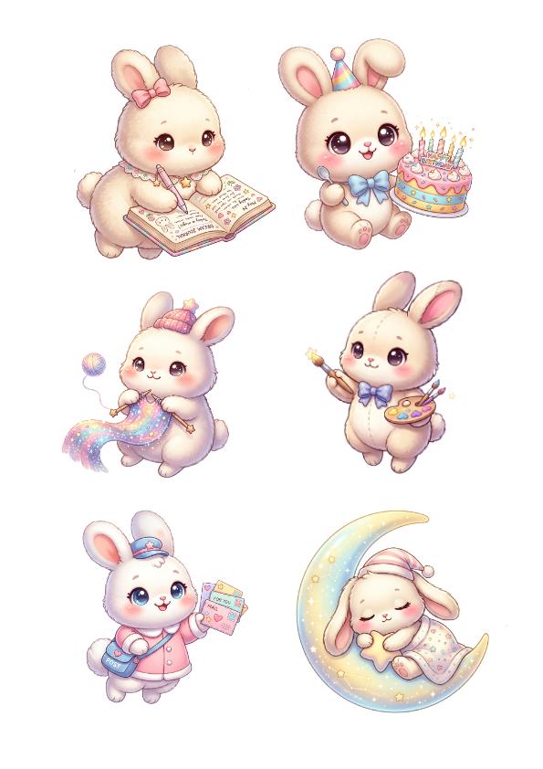 Bundle of 24 Cute Chibi Rabbits Clipart / Kawaii Bunnies - Etsy