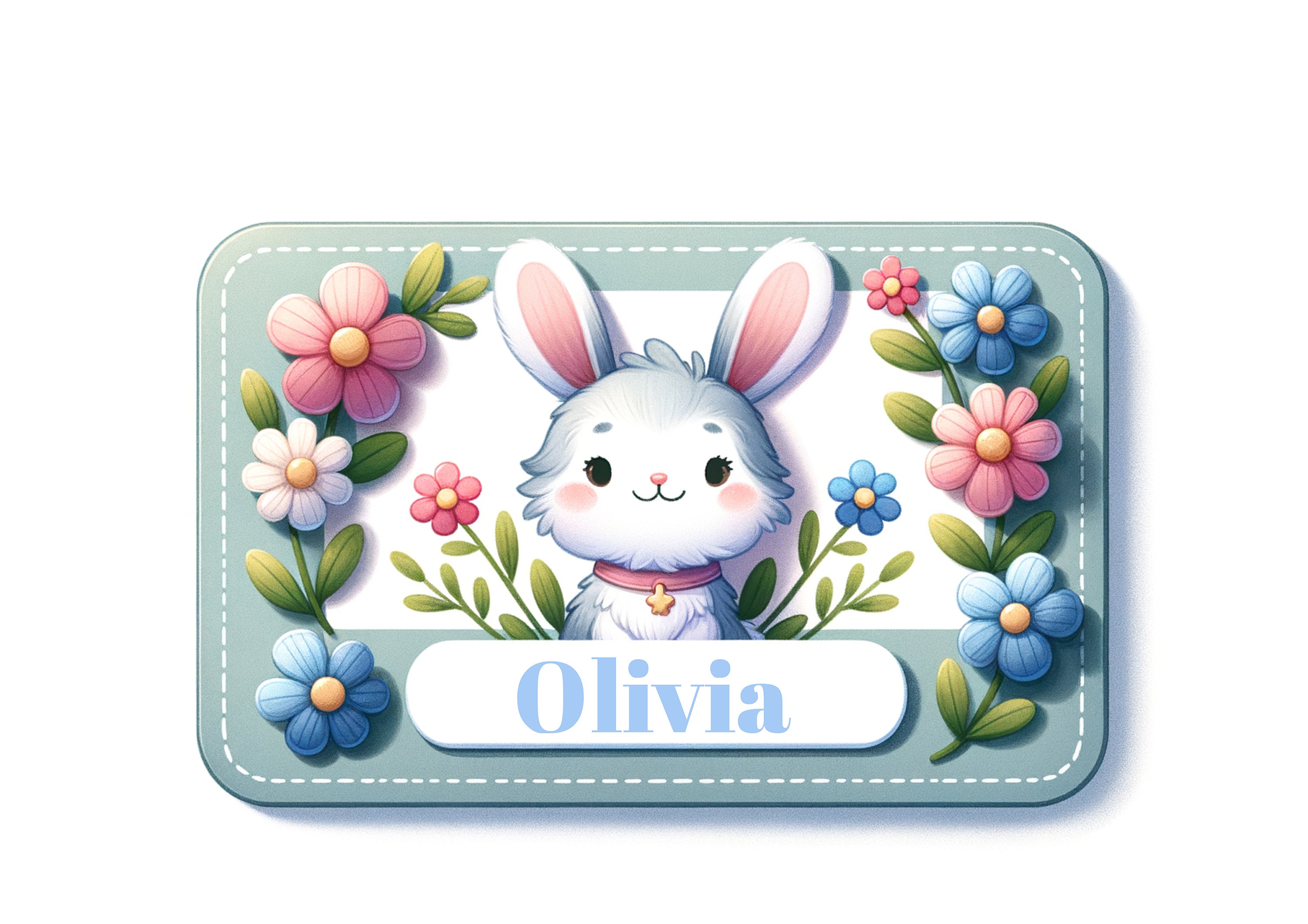 Custom Bunny Name Tag: Printable Baby Tag (SVG, JPG, PDF) - Etsy
