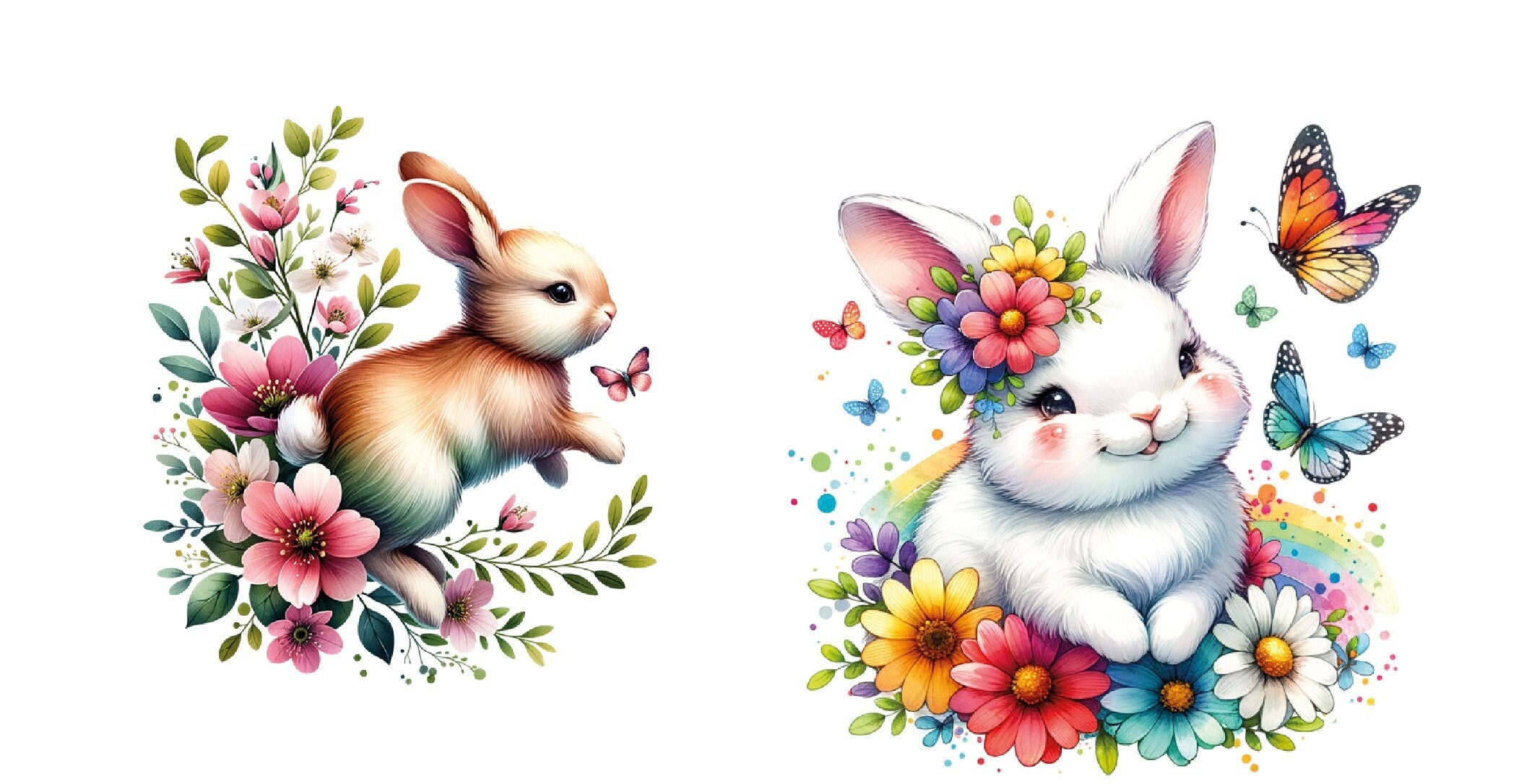 Summer Bunny Digital Files Cute Bunny Clipart - Etsy