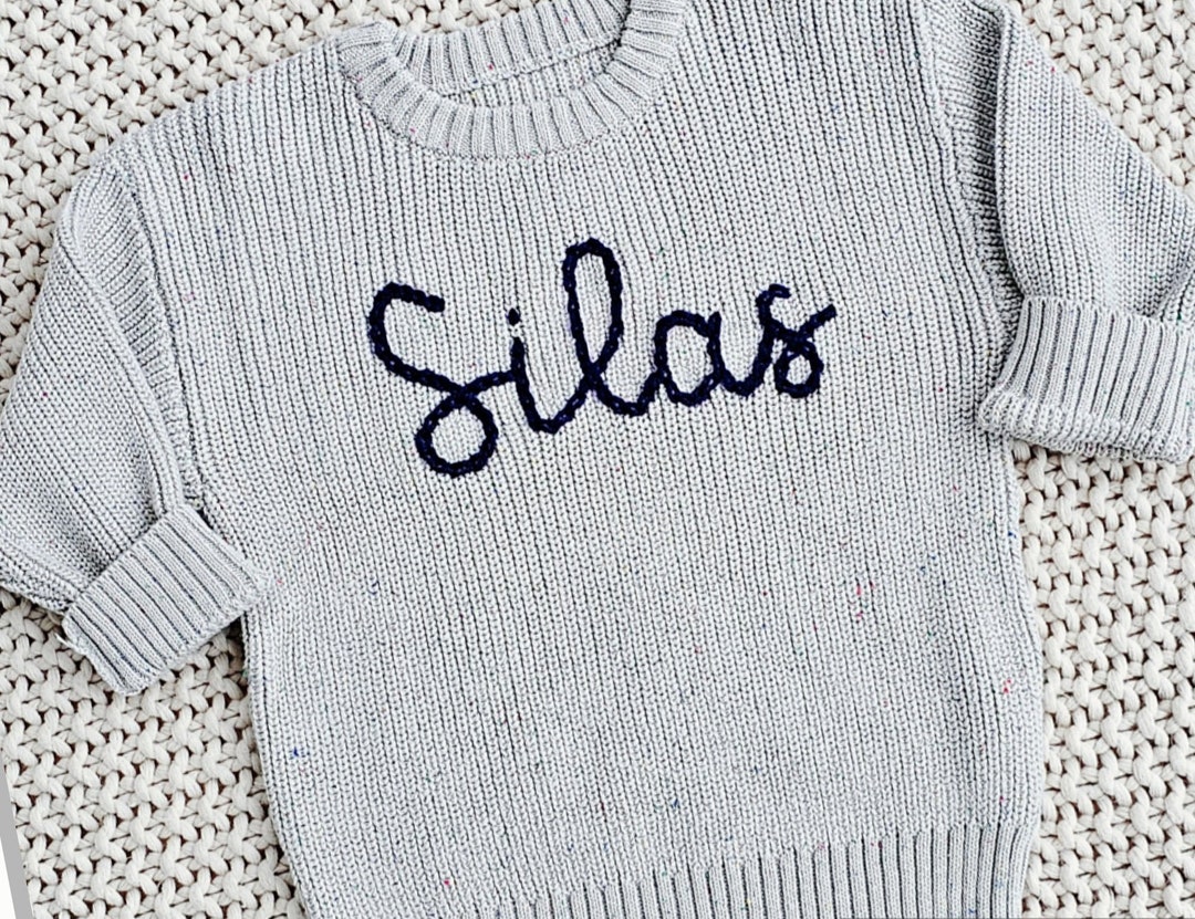 Custom Hand Embroidered Name Sweater Girls Sweater Boys Sweater