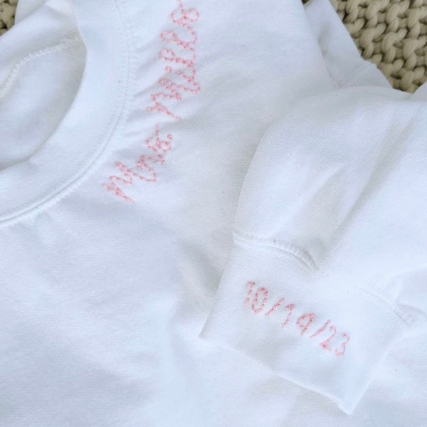 Custom Bride Hand Embroidered | Hand Embroidered Sweatshirt | Inspiration Shirt | Personalized Gift | Collar Embroidery