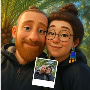 Custom Pixar Portrait Couple Digital Caricature Drawing 3D Pixar Style Portrait from Photo Personalized Pixar Character Picture to Pixar