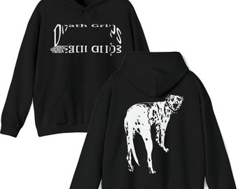 DEATH GRIPS - Sudadera con capucha negra dálmata