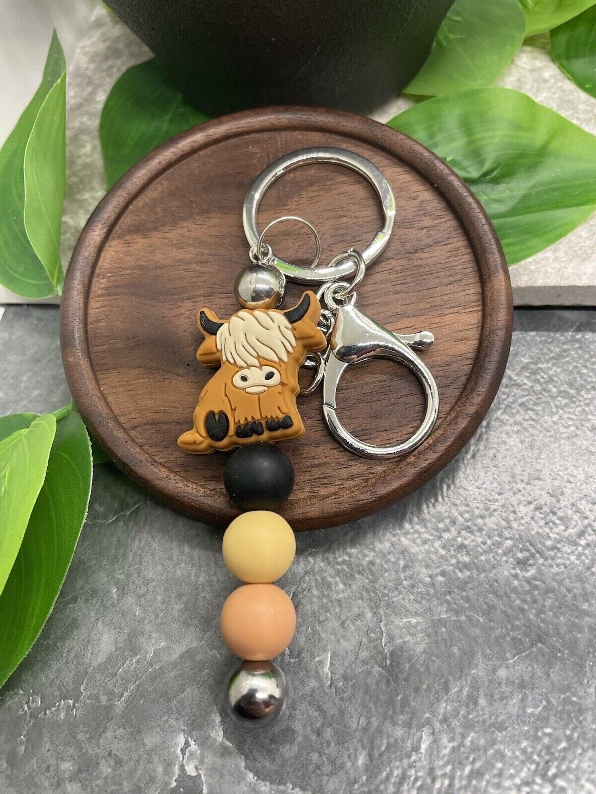 4インチ ハンドメイド シルバートーン シリコンビーズ ビーズチャーム