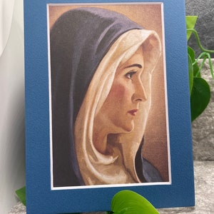 New Handmade 5x7 (Matted 4x6) Blessed Virgin Mary Mother of Christ Medium Blue