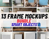 Square Frame Mockup Bundle, Frame Mockup Wall Art Mockup PSD JPG, Poster Mockup, Smart Object Mockup, Wall Art Mockup Bundle, Digital Mockup