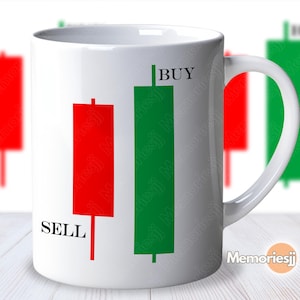 Envoltório da caneca do gráfico da venda e da compra da vara | Design de estoque de 4 velas | Caneca de sublimação digital embrulhada PNG | Design de café de 11 onças | Modelo de castiçal