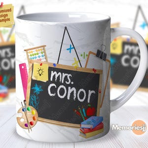 Enveloppement personnalisé de tasse d’enseignant| Enveloppement de tasse de sublimation numérique PNG| Enveloppement de tasse à café de 11 oz| Conception personnalisée pour tasse| Conception étudiante | Emballage de tasse en carton