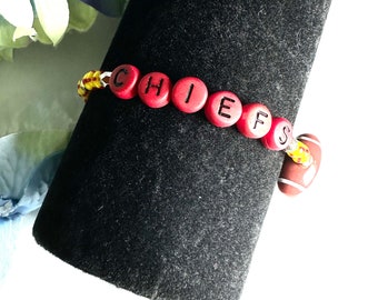 Kansas City Chiefs Beaded Bracelet | Game Day Jewelry | Team Spirit | Football Pride | NFL| stretchable | cool beads | friendship bracelet