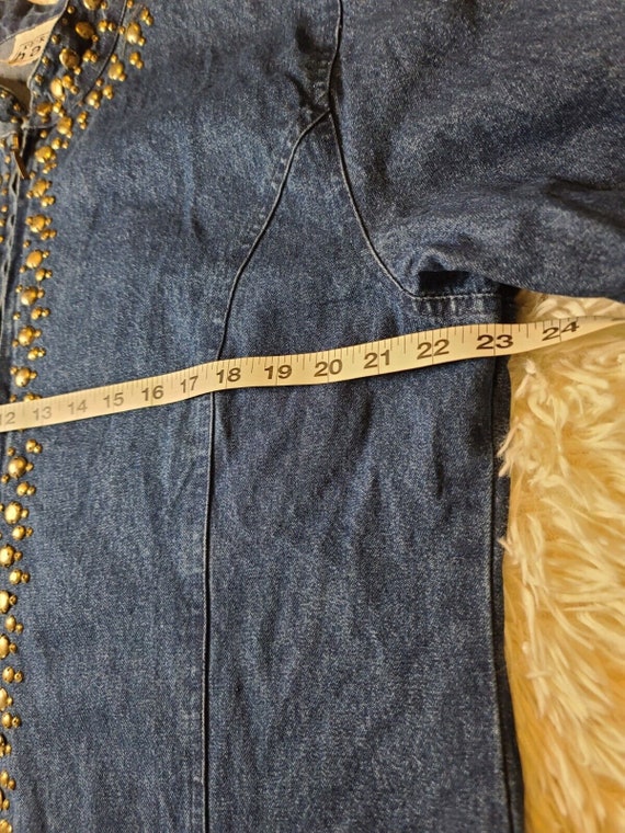 Vintage Keren Hart Denim Gold Stud Full Zip Jacke… - image 4