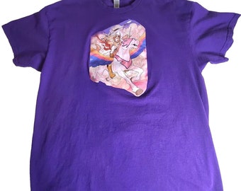 She Ra  And Swiftwind Women's T-Shirt Purple XL Retro Style 80s