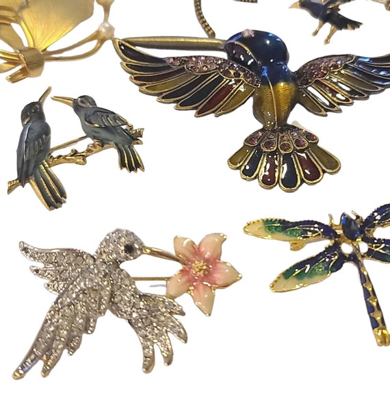 Vintage Brooches Huge Lot of 9 Bird Butterfly Dra… - image 3