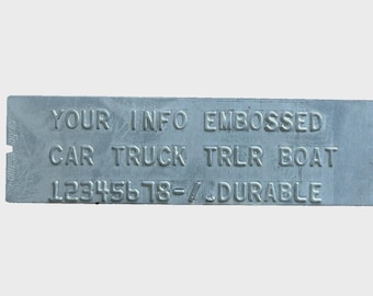 Embossed 1" x 3.5" Galvanized Steel Plate Personalized Custom