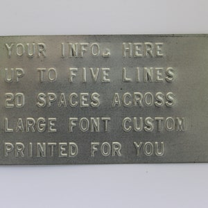 Embossed Metal Personal Plaque Information Plate