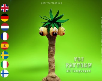 Palm Exeggutor Crochet Pattern, Exeggutor Amigurumi Pattern, Pokemon Crochet Tutorial, DIY Craft, Gifts for Kids, Included Stitch Guide