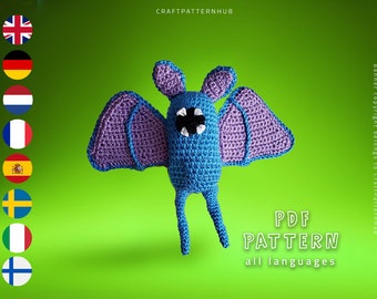 Bat Crochet Pattern, Bat Amigurumi Pattern, Crochet Doll Pattern, DIY Craft Pattern, Crochet Design, Gifts for Kids, Included Stitch Guide