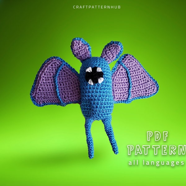 Bat Crochet Pattern, Bat Amigurumi Pattern, Crochet Doll Pattern, DIY Craft Pattern, Crochet Design, Gifts for Kids, Included Stitch Guide