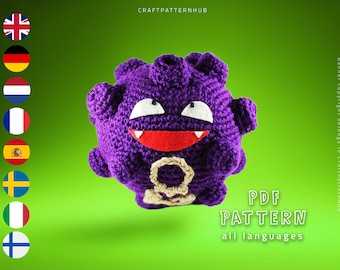 Cloud Koffing Crochet Pattern, Koffing Amigurumi Pattern, Crochet Tutorial, DIY Craft Pattern, Gifts for Kids, Included Stitch Guide