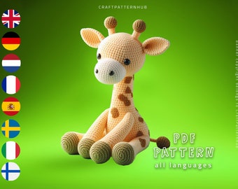 Giraffe Crochet Pattern, Giraffe Amigurumi Tutorial, Crochet Doll Pattern, Craft Pattern DIY, Gifts for Kids, Included Stitch Guide