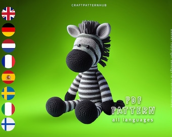 Zebra Crochet Pattern, Zebra Amigurumi Tutorial, Crochet Doll Pattern, Craft Pattern, Crochet Design, Gifts for Kids, Included Stitch Guide