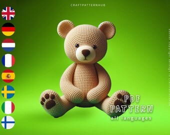 Bären Häkelanleitung, Bären Amigurumi Anleitung, Häkelpuppenanleitungen, Häkelanleitungen, Bastelmuster, Häkeldesign, Geschenke für Kinder, inklusive Stichanleitung