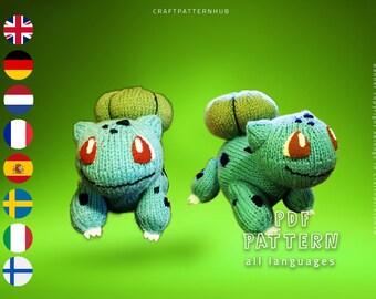 Turtle Bulbasaur Crochet Pattern, Bulbasaur Amigurumi Pattern, Pokemon Crochet Tutorial, DIY Craft, Gifts for Kids, Included Stitch Guide