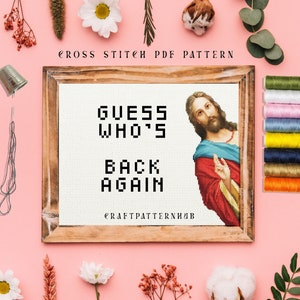 Jesus Meme Cross Stitch Pattern, Funny Embroidery Pattern, I Saw That Stitch Tutorial, DIY Craft, Gift for Kids, Included Stitch Guide