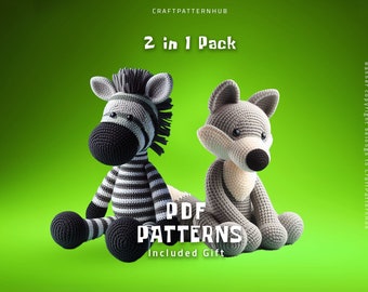 Zebra-Wolf Crochet Patterns, Amigurumi Tutorial, Crochet Doll Pattern, Craft Pattern, Crochet Design, Gifts for Kids, Included Stitch Guide