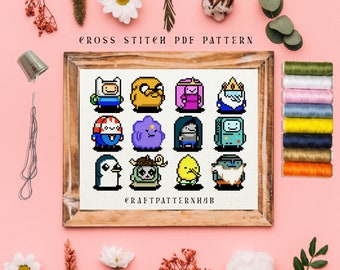 Adventure Cartoon Cross Stitch Pattern, Beginner Embroidery Pattern, Easy Stitch Tutorial, DIY Craft, Gift for Kids, Included Stitch Guide