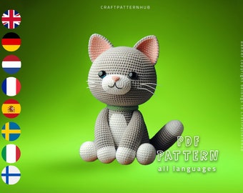 Cat Crochet Pattern, Cat Amigurumi Tutorial, Crochet Doll Pattern, Craft Pattern, Crochet Design, Gifts for Kids, Included Stitch Guide