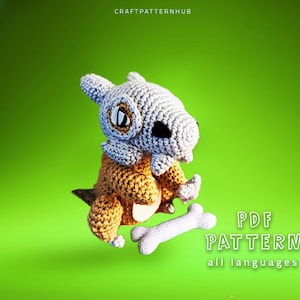 Cubone Dog Crochet Pattern, Cubone Amigurumi Pattern, Crochet Tutorial, DIY Craft Pattern, Gifts for Kids, Included Stitch Guide