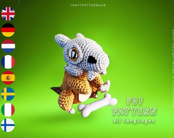 Cubone Dog Crochet Pattern, Cubone Amigurumi Pattern, Crochet Tutorial, DIY Craft Pattern, Gifts for Kids, Included Stitch Guide