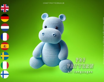 Hippo Crochet Pattern, Hippo Amigurumi Tutorial, Crochet Doll Pattern, Craft Pattern, Crochet Design, Gifts for Kids, Included Stitch Guide
