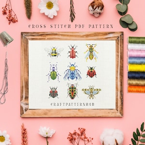 Bugs Butterfly Stitch Pattern, Beginner Embroidery Pattern, Bug Stitch Tutorial, DIY Craft, Gift for Kids, Included Stitch Guide