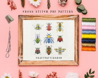 Bugs Butterfly Stitch Pattern, Beginner Embroidery Pattern, Bug Stitch Tutorial, DIY Craft, Gift for Kids, Included Stitch Guide