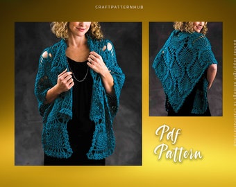 Crochet Vintage Shawl Pattern,  Cardigan Shawl Crochet, Afghan Crochet Pattern, Cardigan Pattern, Crochet DIY Craft, Included Stitch Guide