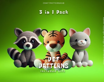 Fox-Raccoon Cat Amigurumi Pattern, Crochet Tutorial, Crochet Doll Pattern, Craft Pattern, Crochet Design, Gifts, Included Stitch Guide