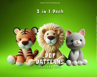 Tiger-Lion-Cat Amigurumi Pattern, Crochet Tutorial, Crochet Doll Pattern, Craft Pattern, Crochet Design, Gifts, Included Stitch Guide
